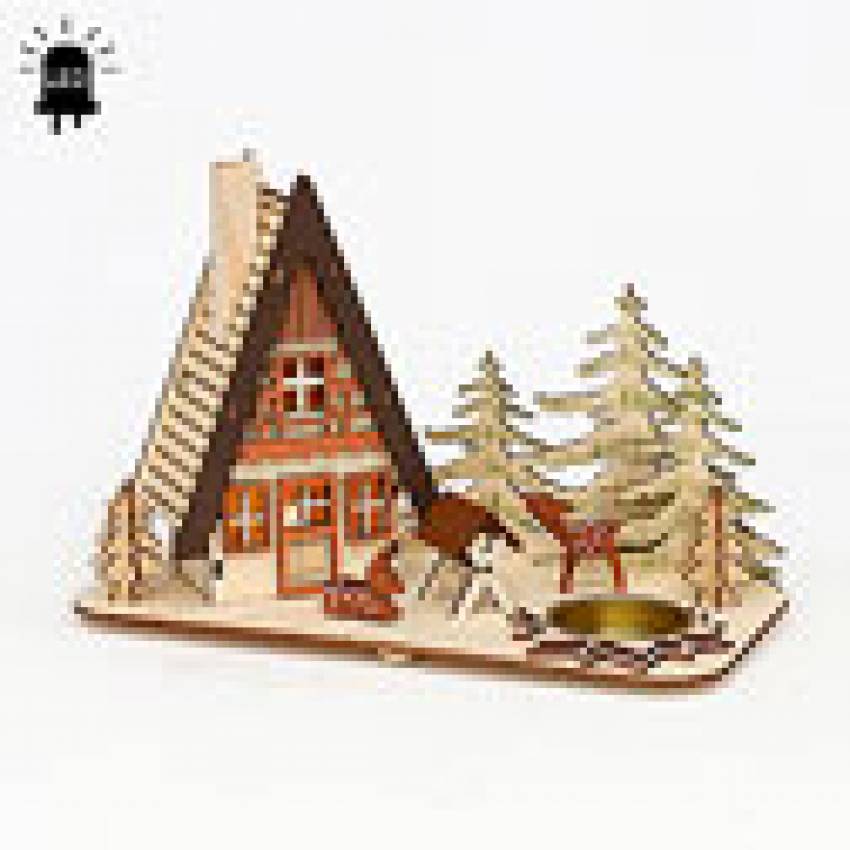 Lichthaus Waldhütte mit LED-Beleuchtung